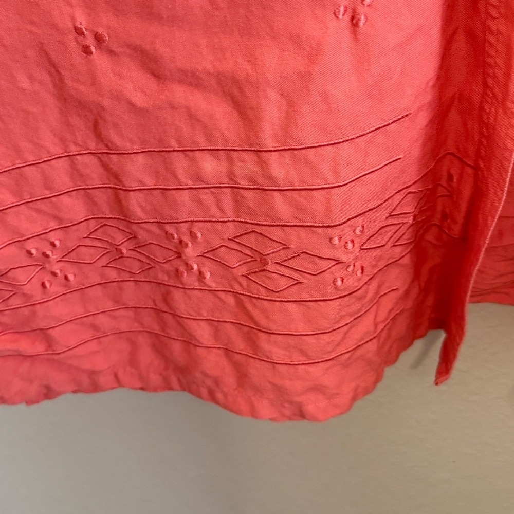 Vintage Pink Embroidered Boho Shirt Dress Womens 2X Coastal Cottage Resort Artsy - Picture 4 of 9